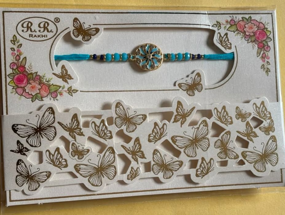 Floral Filigree Rakhi - Blue