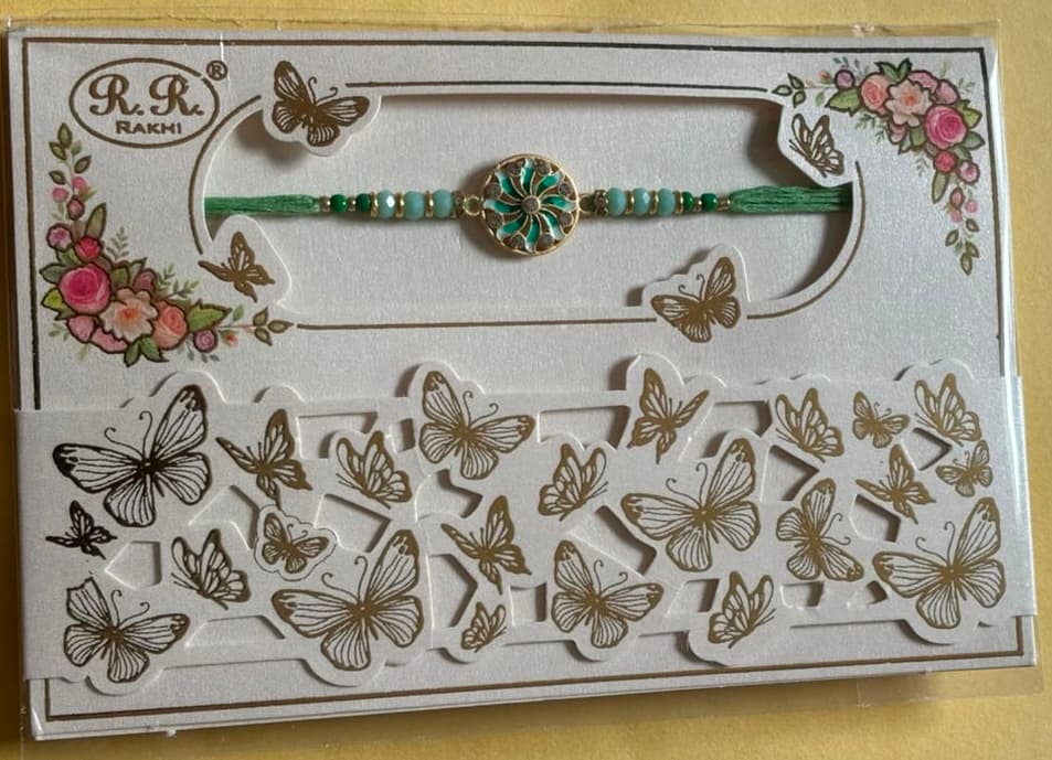 Floral Filigree Rakhi - Green