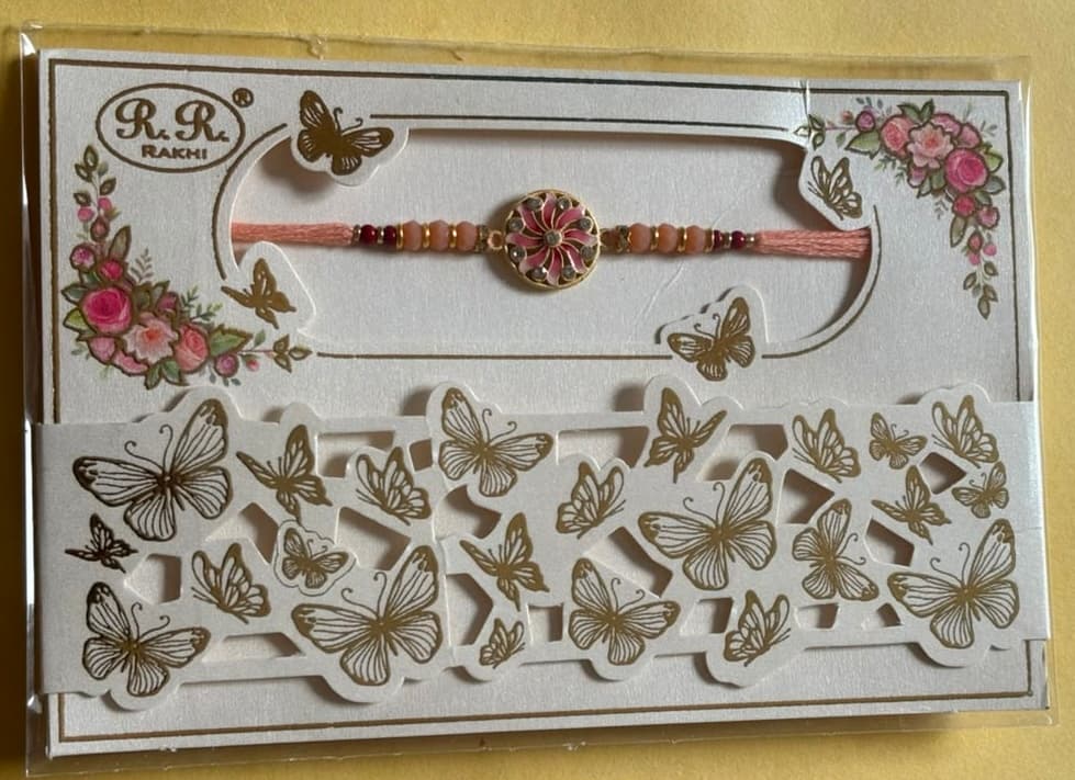 Floral Filigree Rakhi - Peach