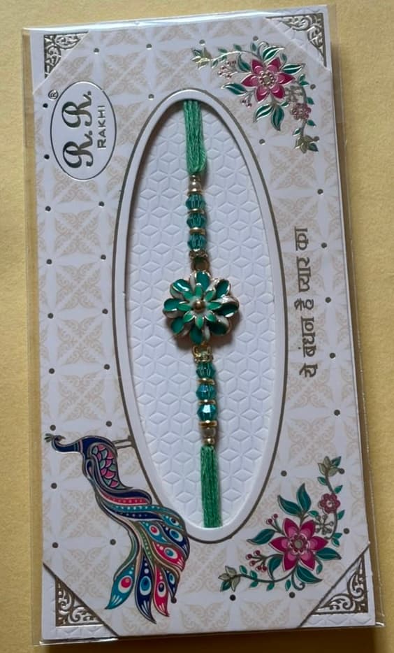 Floral Kundan Rakhi - Green