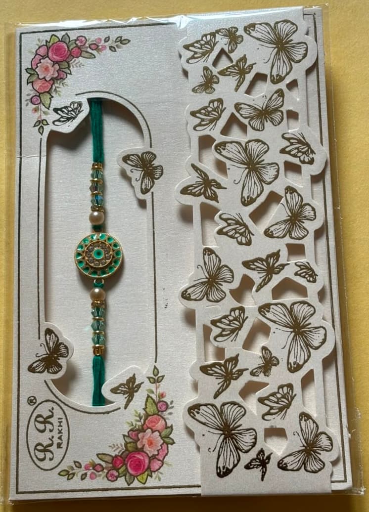Designer Floral Rakhi - Green