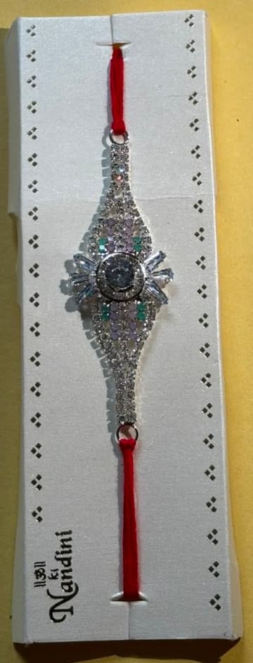 Silver AD Stone Rakhi