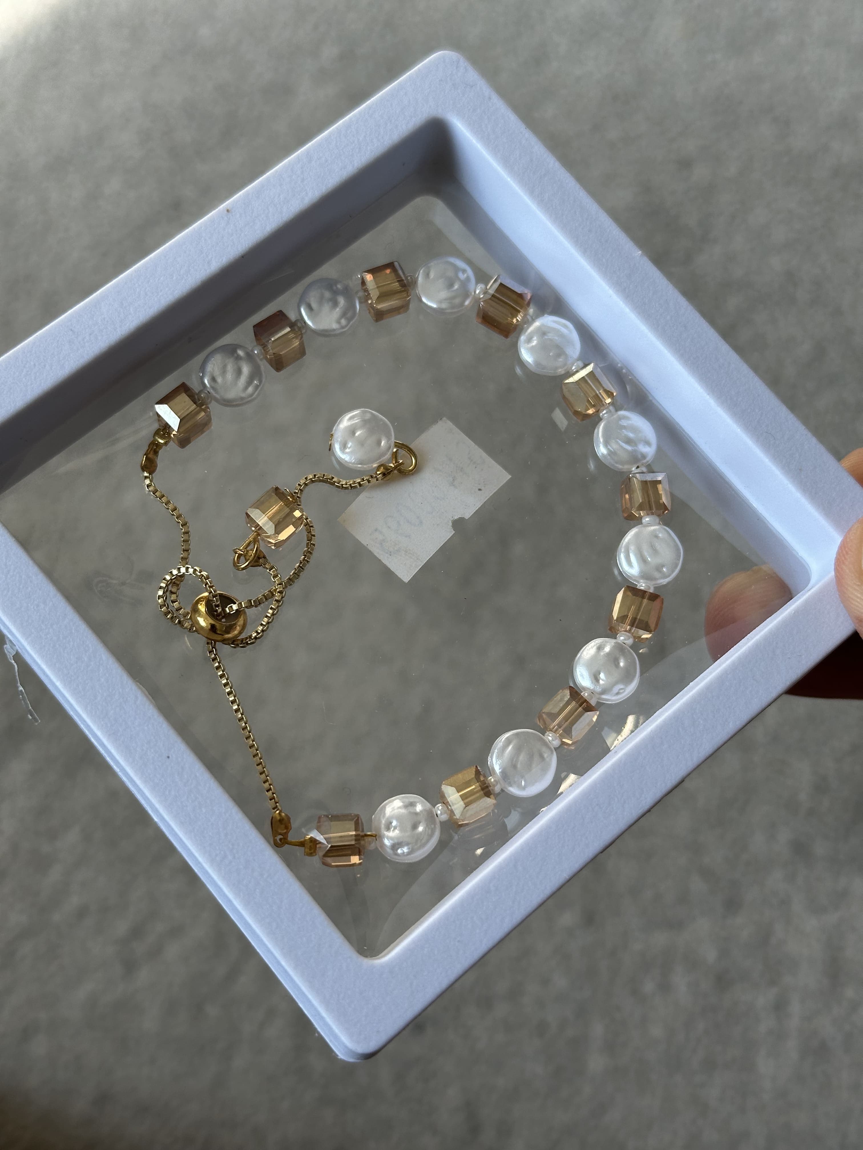 Gold and Pearl Beaded Adjustable Bracelet